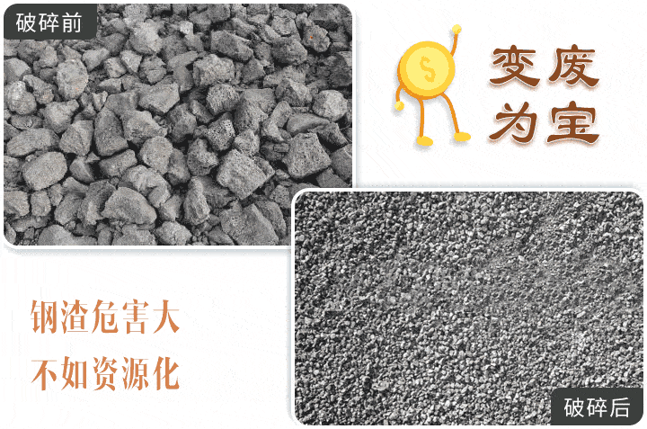 鋼渣制砂機(jī)破碎前后對比圖
